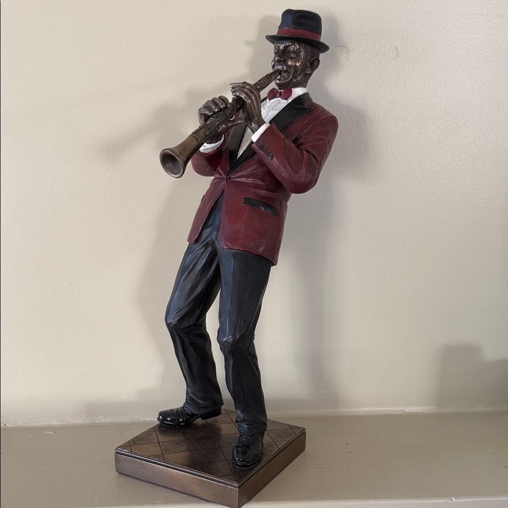 Stylish Musician Sculpture in Burgundy and Black